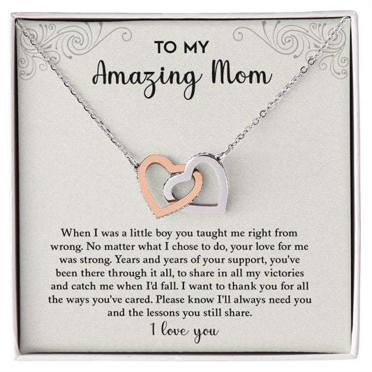 To My Amazing Mom | Interlocking Hearts necklace