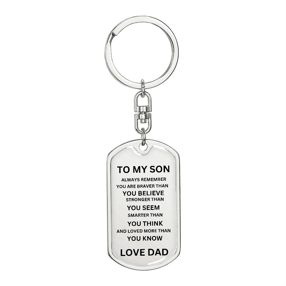 To My Son Dog Tag Keychain