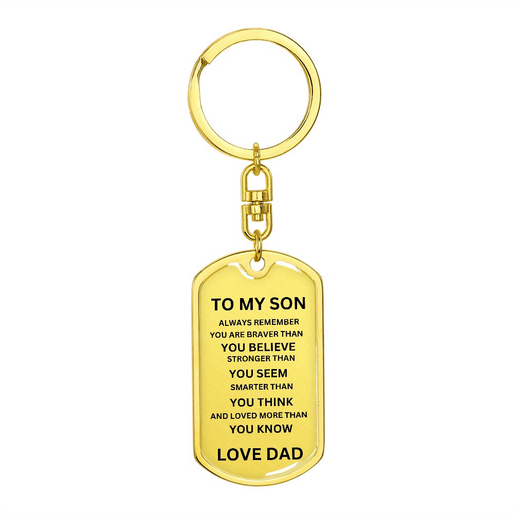 To My Son Dog Tag Keychain