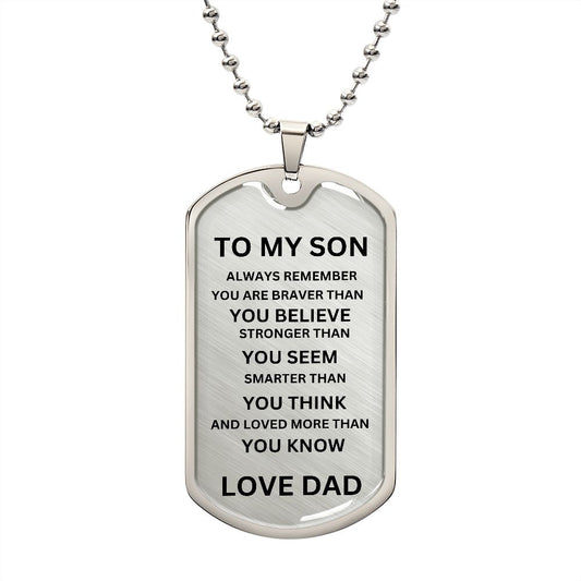 To My Son Dog Tag Chain